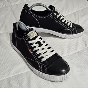 Levi's Shoes Mens 11 Black Retro Canvas Lace Up Low Top Sneakers Rubber Sole